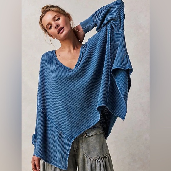 Free People Women's Coraline Thermal V-Neck Top M - Picture 1 of 7